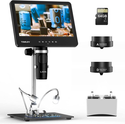 TOMLOV DM602 Flex 2024 2K Coin Microscope with Ring Light 2000X LCD Magnifier