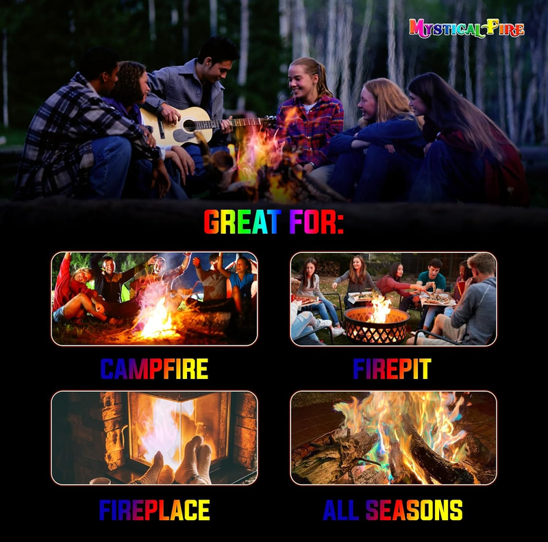 Color Changing Packets Fire Pits Campfire Long-Lasting Enchanted Multi-Color Mag