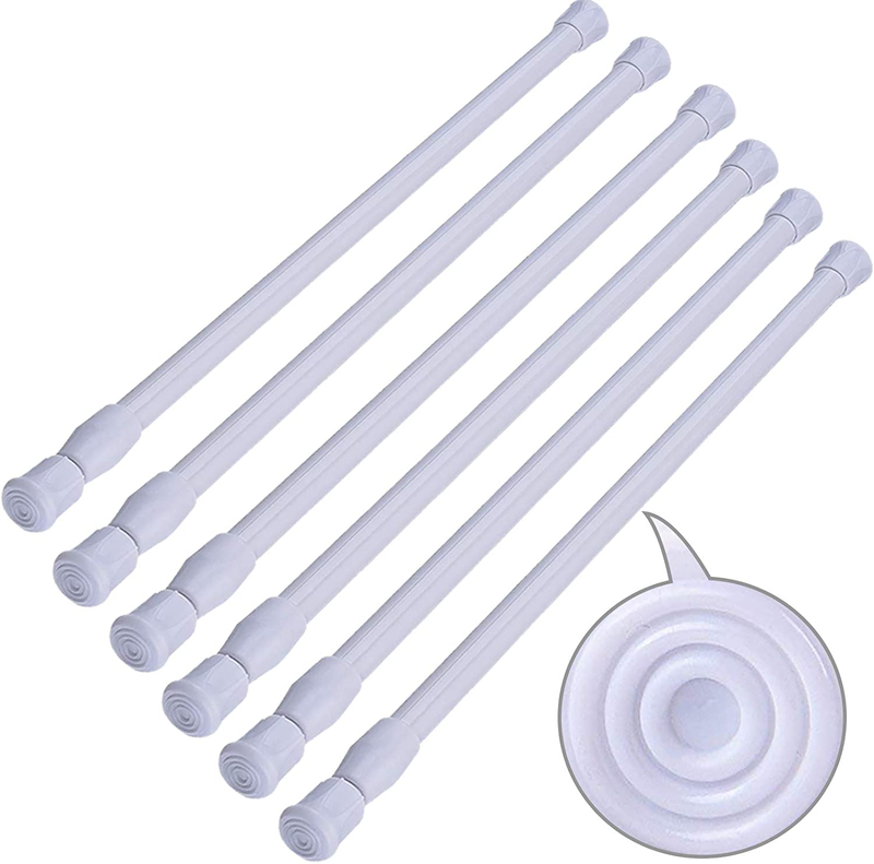 6 Pack Cupboard Bars Adjustable Spring Tension Rods White Refrigerator Bar Exten