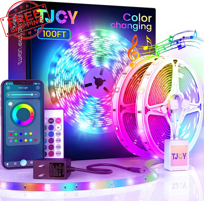 TJOY 100Ft Led Lights for Bedroom Music Sync RGB LED Strip Lights