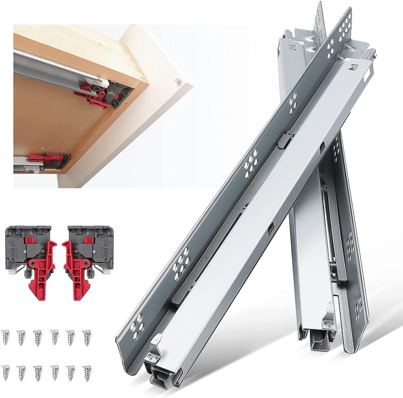 5 Pairs 18 Inch Undermount Drawer Slides, Self Soft Close Fu