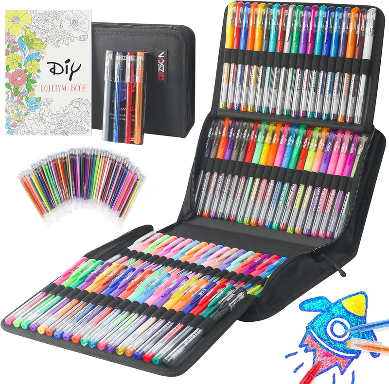 202 Pack Gel Pen for Adults Coloring Books, 104 Artist Pens Include 100 Colored 