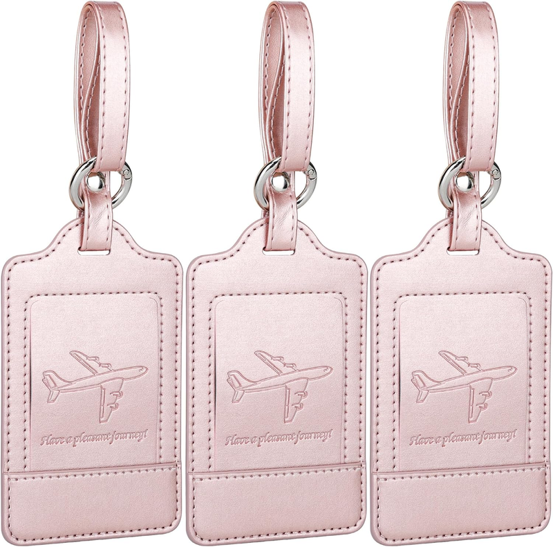 Tags, 3 Pack Premium Pu Leather Luggage Tags Privacy Protect