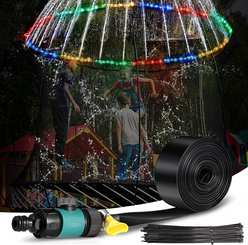 Trampoline Sprinkler for Kids with 39.4Ft LED Trampoline Lights 39 Ft Whirl