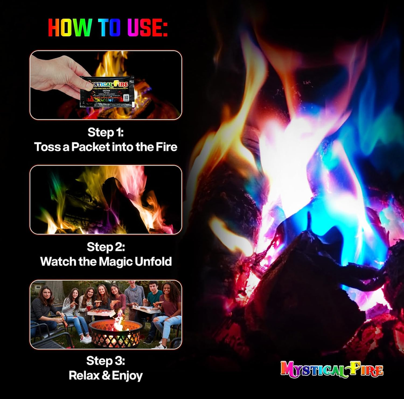 Color Changing Packets Fire Pits Campfire Long-Lasting Enchanted Multi-Color Mag