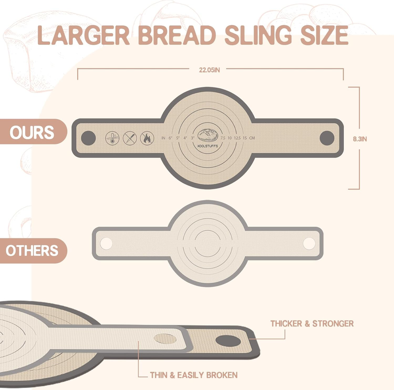Silicone Bread Sling for Dutch Oven, 2 PCS Oval and Round Non-Stick, Easy Clean