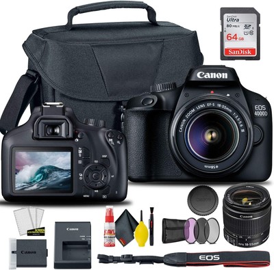 Canon EOS 4000D / Rebel T100 DSLR Camera with 18-55mm Lens  + Creative Filter