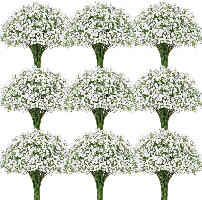 50 Pcs Babys Breath Artificial Flowers Bulk, Real Touch Fake White Babies Breath Flowers, Faux Gypsophila Bouquet for Wedding Home Decor Floral Arrangement