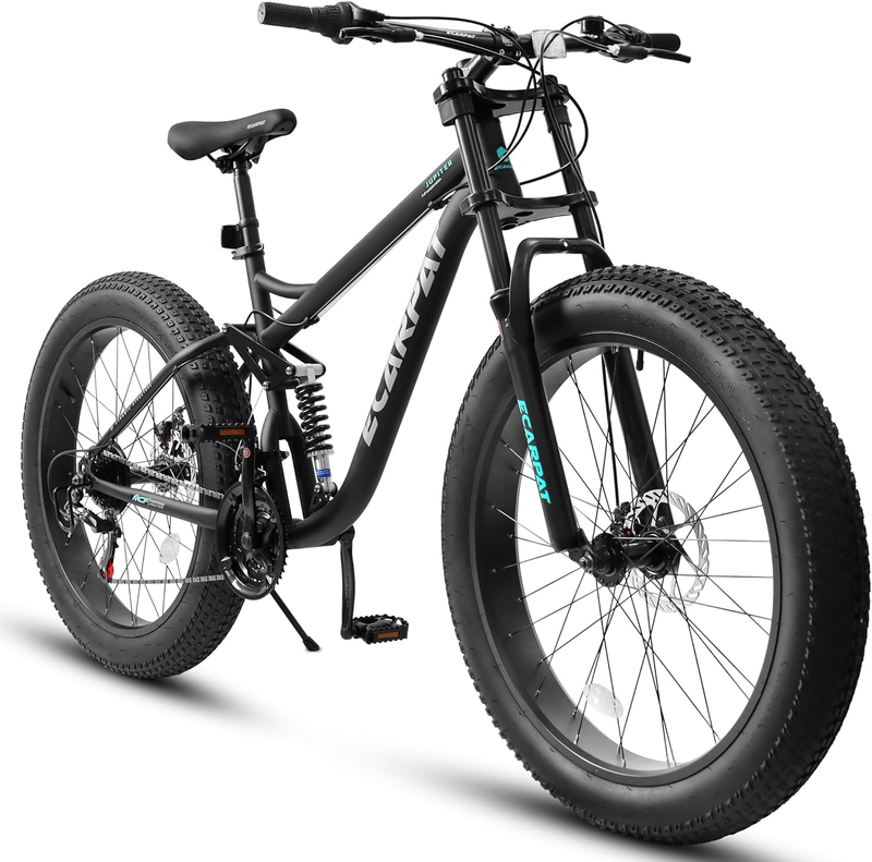 26 Inch Full-Suspension Mountain Bike, 21 Speeds Drivetrain with Disc Brake, 26