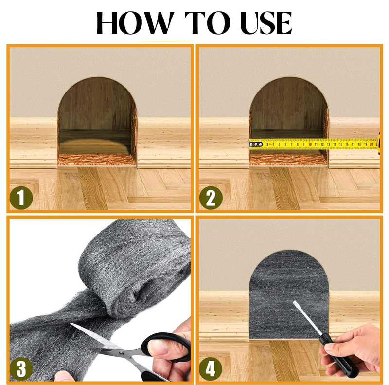 Steel Wool for Mice Control - 2 Pack of 3 in ×10Ft Steel Wool, Gap Filter for Ho