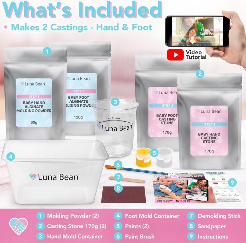 Baby Footprint & Hand Casting Kit – Premium Newborn Infant Keepsake - New Mom Gi