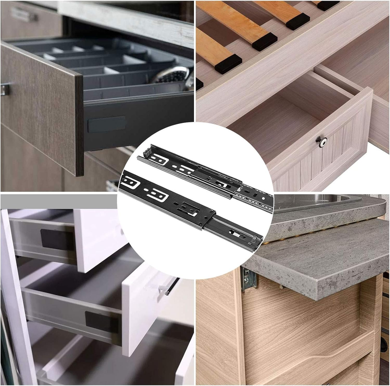 4 Pairs 8 Inch Drawer Slides, Heavy Duty Metal Steel Ball Bearing Side Mount Dr.