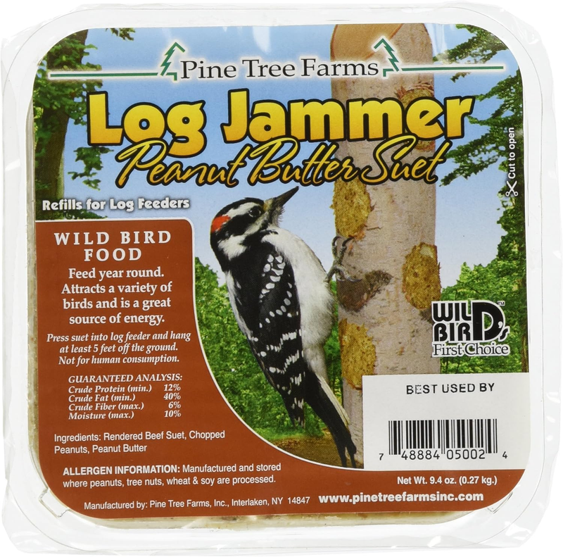 Pine Tree Farms 5002 Log Jammer Woodpecker Peanut Suet Plug, 3 Plugs per Pack ,