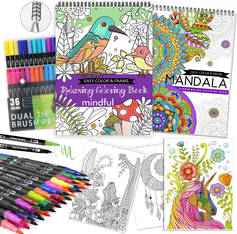 Adult Coloring Book for Women Relaxation, Spiral Bound Mindfulness Coloring Book