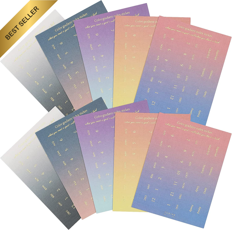 10 Sheets Monthly Adhesive Index Tabs Colorful Monthly Separator Tabs School Stu