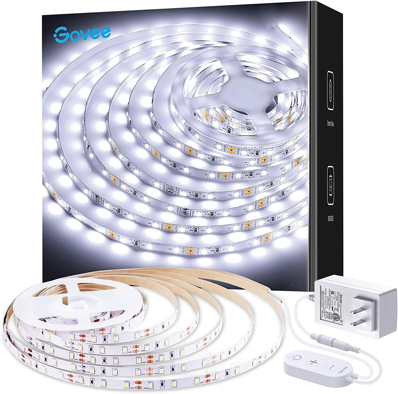 White LED Light Strip, 16.4ft Dimmable Led Strip Lights White, Bright 6500K Dayl