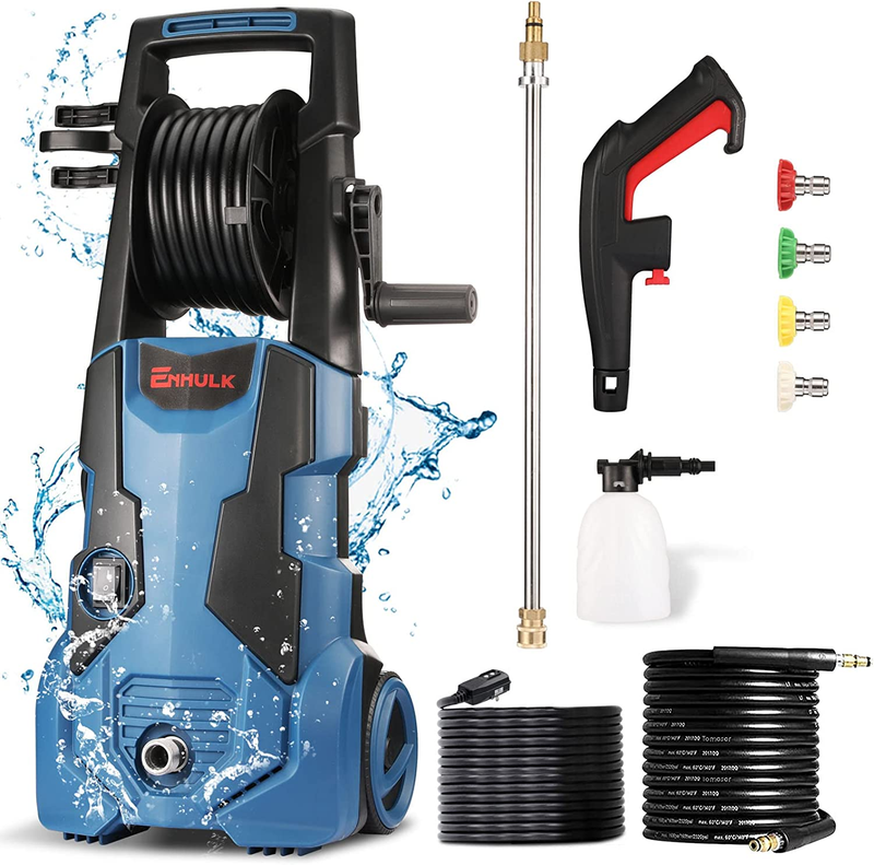 1800W Electric Pressure Washer, 2300 Max PSI 1.9 GPM Power Washer with Hose Reel