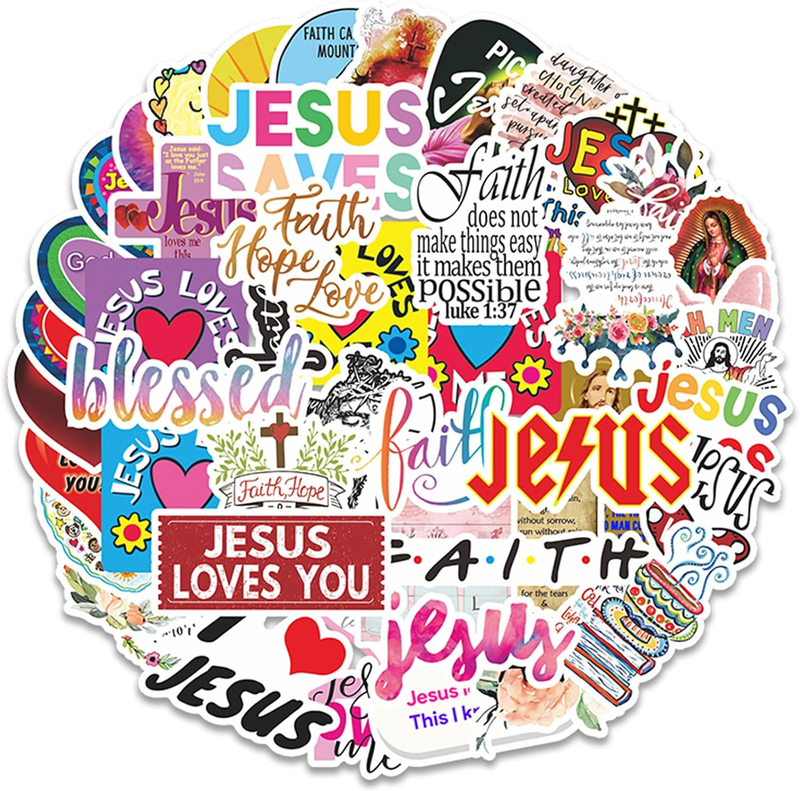 Jesus Stickers, Jesus Faith Sticker Pack Gifts for Adults Teens Kids, 50PCS Chri