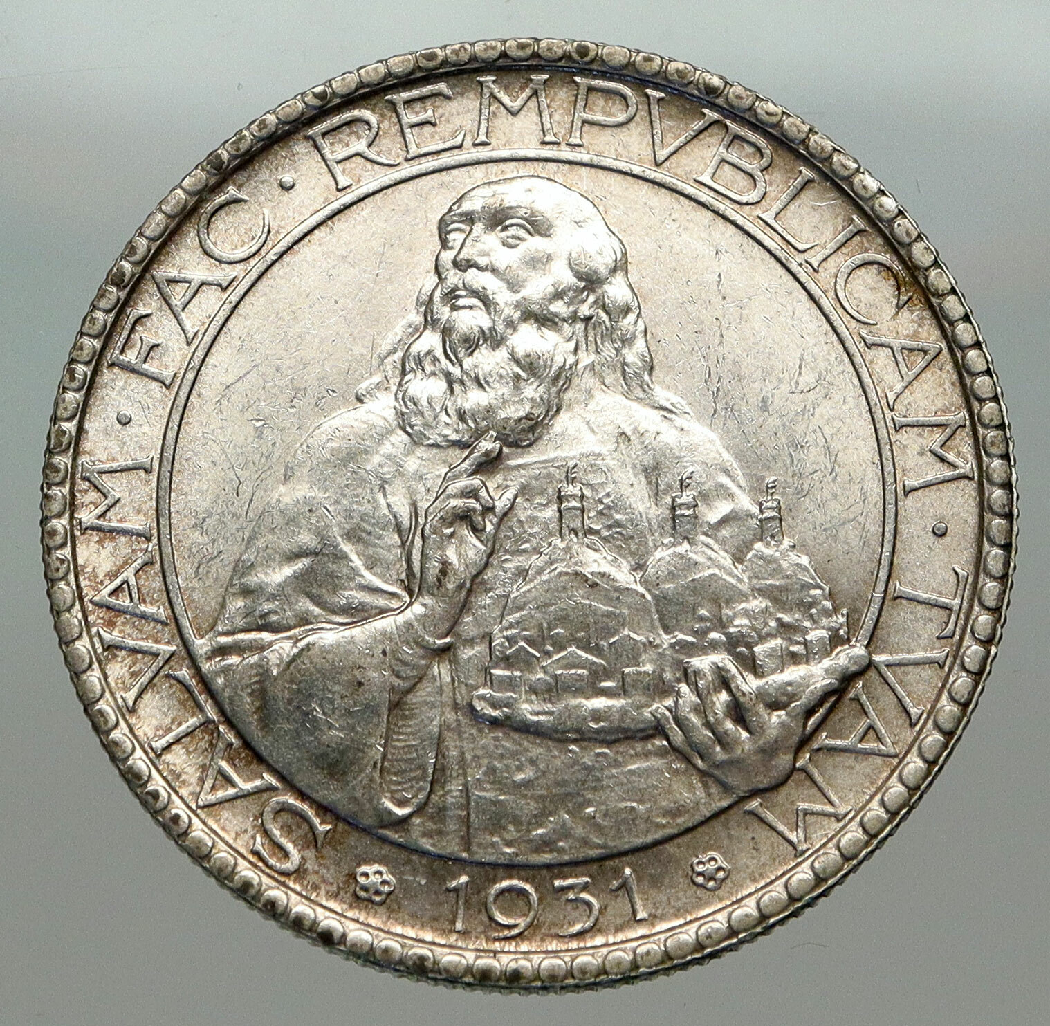 1931 R SAN MARINO Italy Ostrich Feathers OLD Silver VINTAGE 20