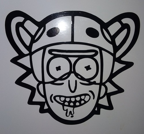 rick and morty rick wearing helmet decal