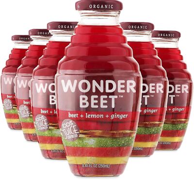 Organic Beet, Lemon and Ginger Juice 8.45oz (6 Pack) | 100% Cold Pressed | He...