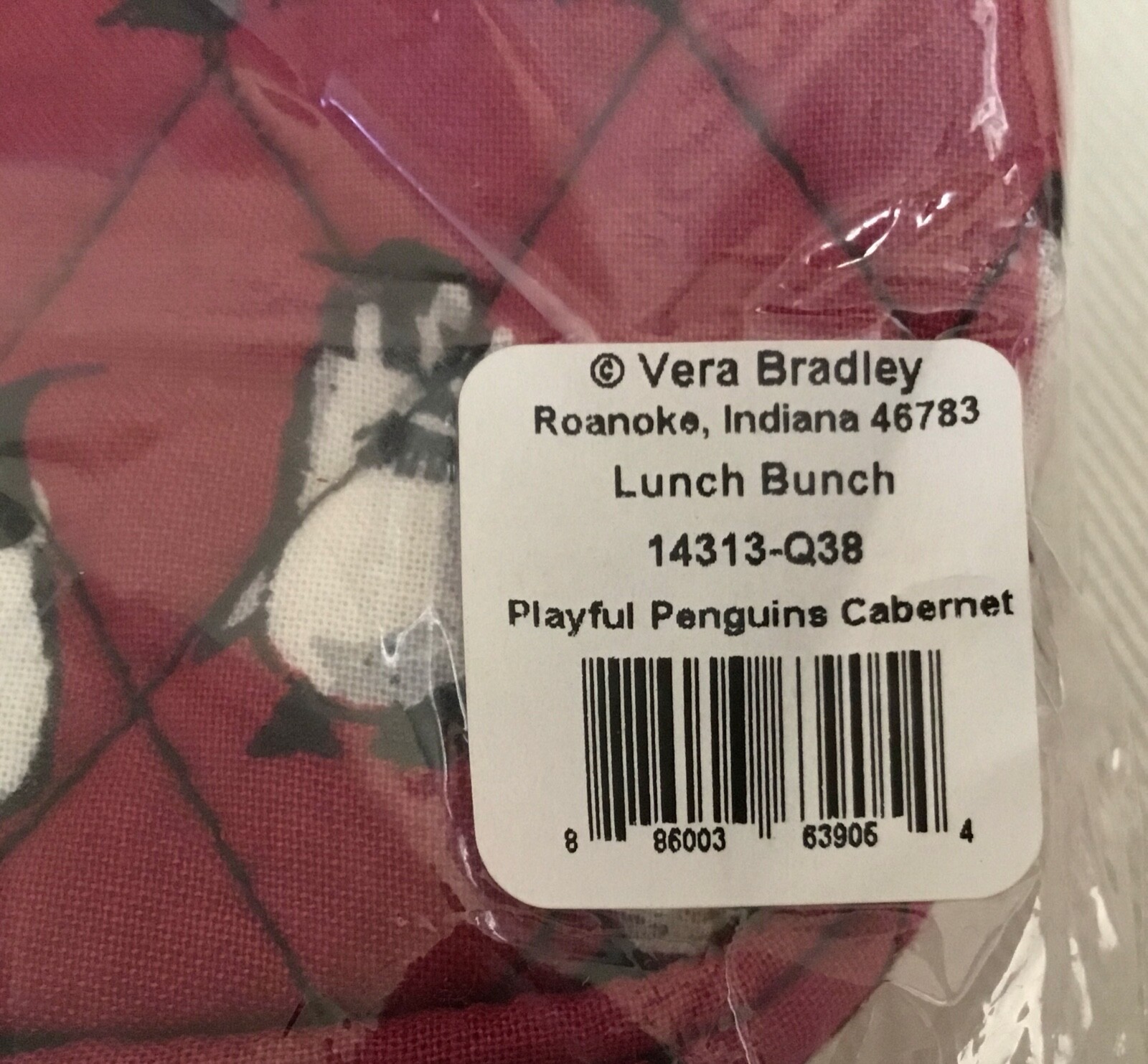 Vera Bradley ~ "Playful Penguin Cabernet" ~ Lunch Bunch Bag ~ NWT