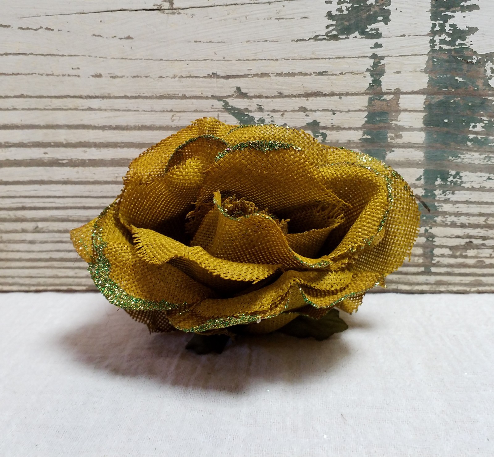 Burlap Rose Artificial Flower Head Crown Wreath Wedding Craft Supply Floral