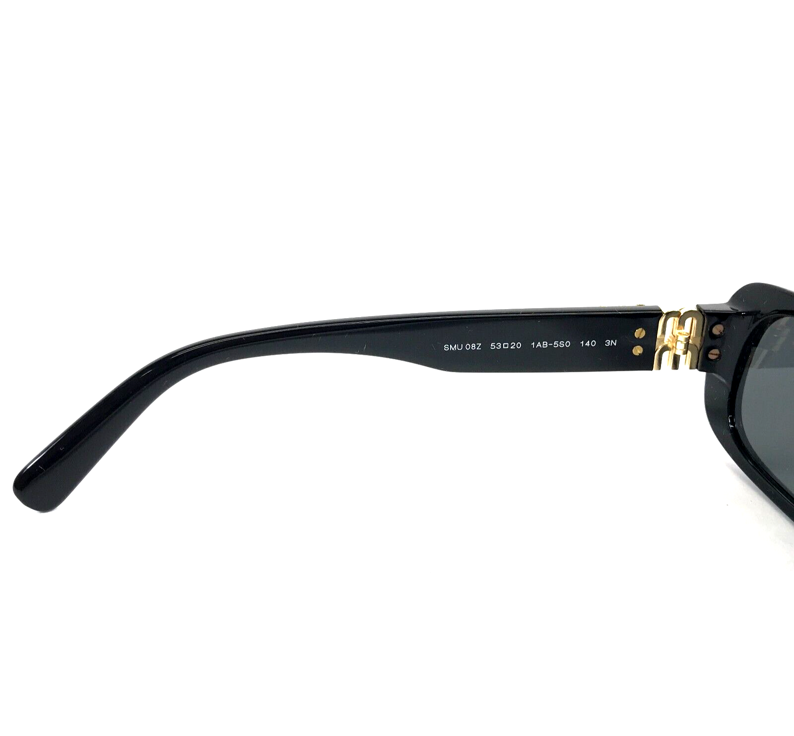 Pre-owned Miu Miu Sunglasses Smu08z 1ab-5s0 Polished Black Rectangle With Dark Grey Lenses In Gray