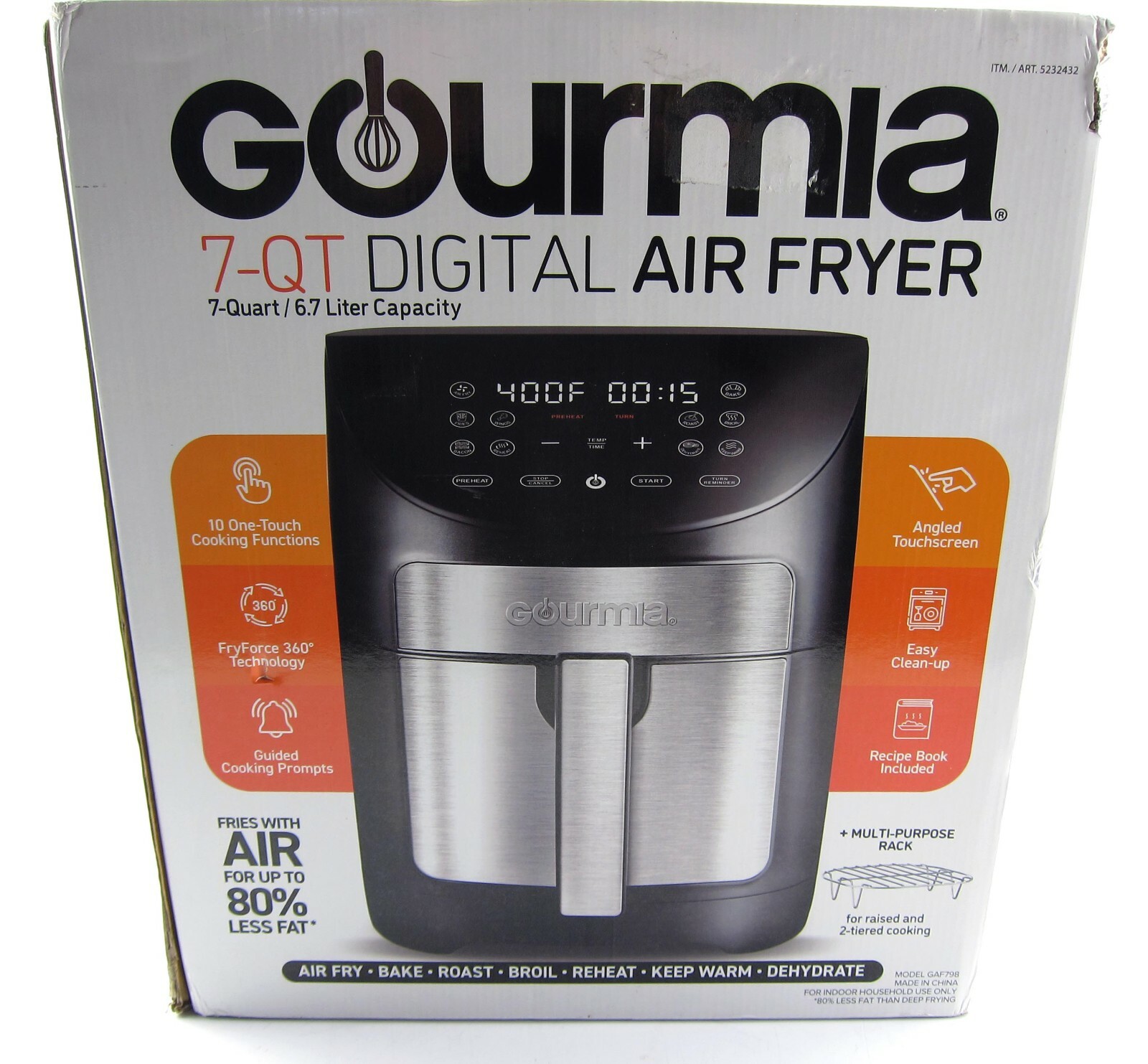キッチン家電 Gourmia 7-QT Digital Air Fryer Gourmia GAF734 7 QT Digital Air Fryer with 12-One Touch