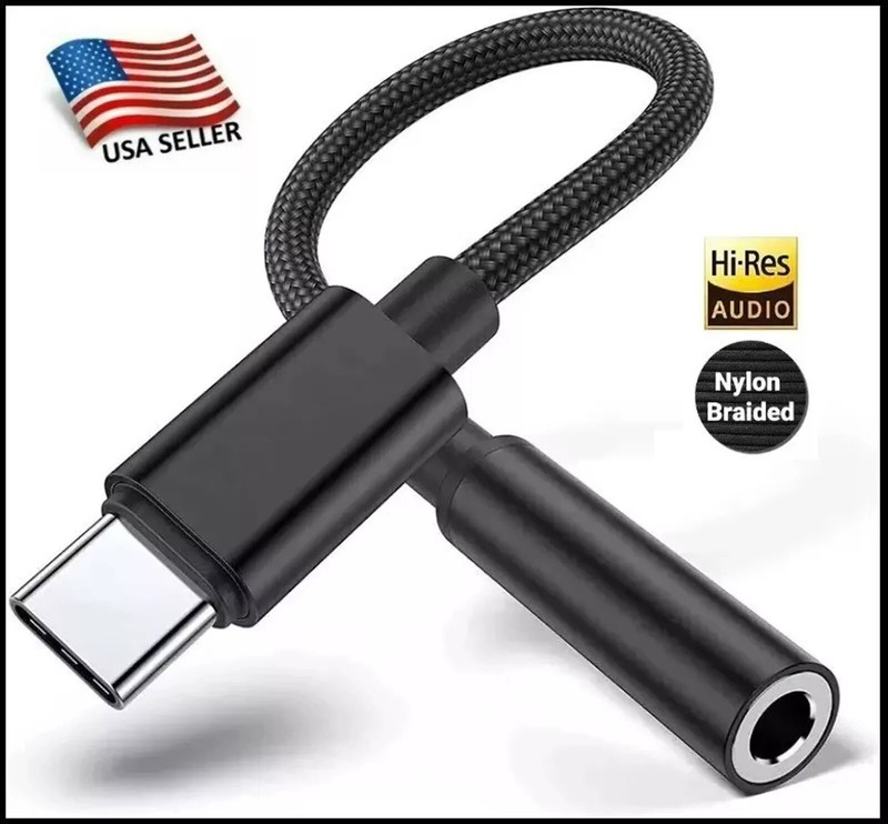 Braided USB-C Type C Adapter to 3.5mm Aux Jack Headphone
