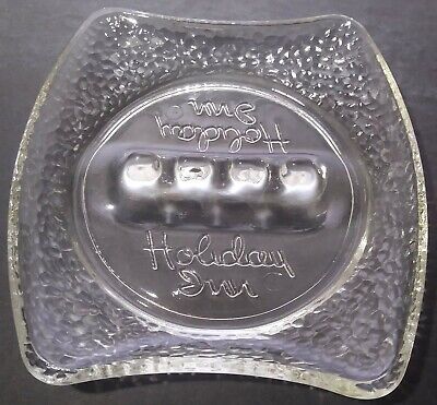 Vintage Holiday Inn Hotel Souvenir Glass Ashtray Pebble Embossed Clear Glass