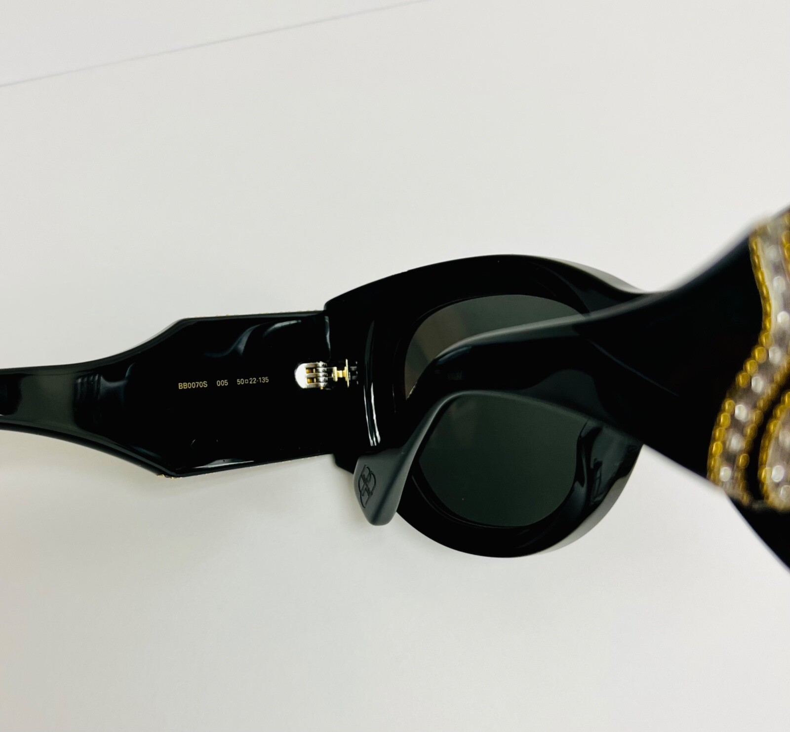 Pre-owned Balenciaga Paris Cat 0070 Black 007 Crystal Stud Chunky Sunglasses Bb0070s 005 In Gray