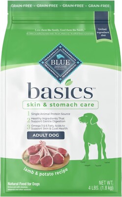 Blue Buffalo Basics Skin & Stomach Care, Grain Free Natural Adult Dry Dog Food,