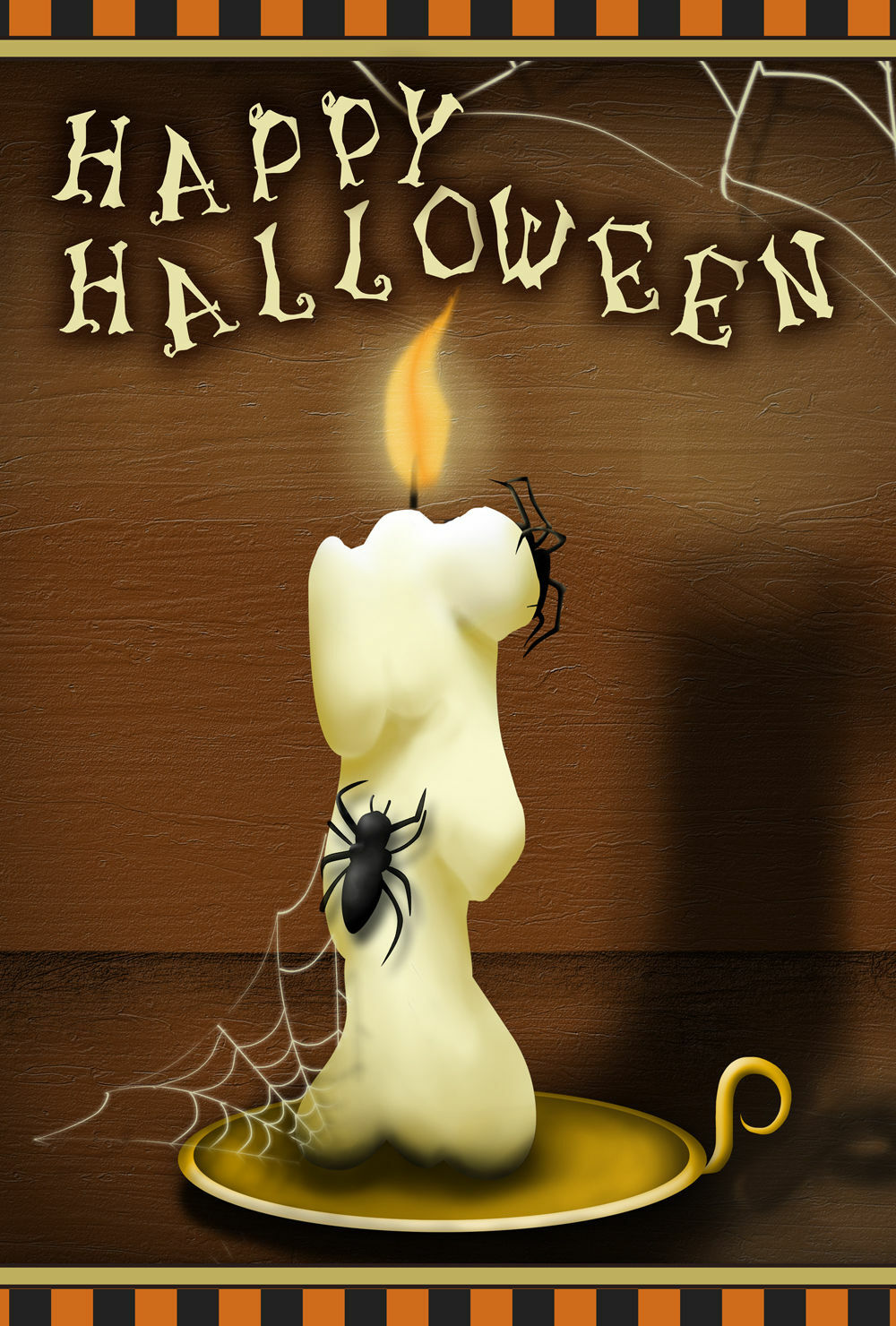 Toland Creepy Candle 12.5 x 18 Spooky Happy Halloween Spider Web Garden Flag