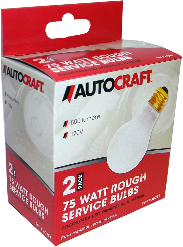 Autocraft 75W Light Bulb - Durable Rough Service Shop Light Bulbs for Garage or