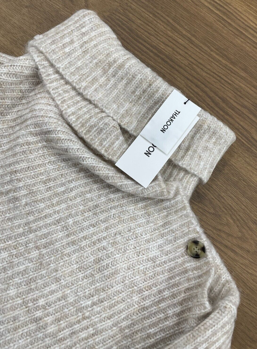 Pre-owned Thakoon $250  Chunky Scarf Turtleneck Sweater In Oatmeal Size: Small In Beige