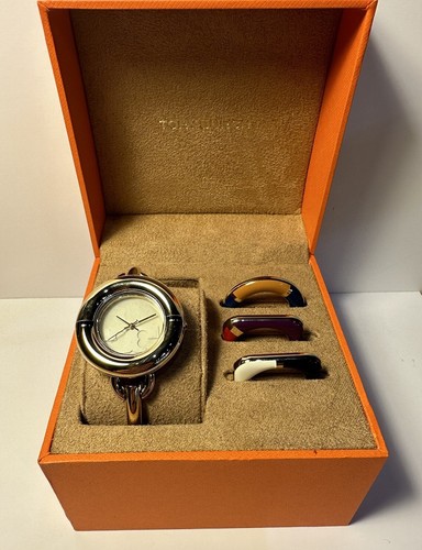 Pre-owned Tory Burch Miller Gold Watch Interchangeable Bezel Set Tbw6214set