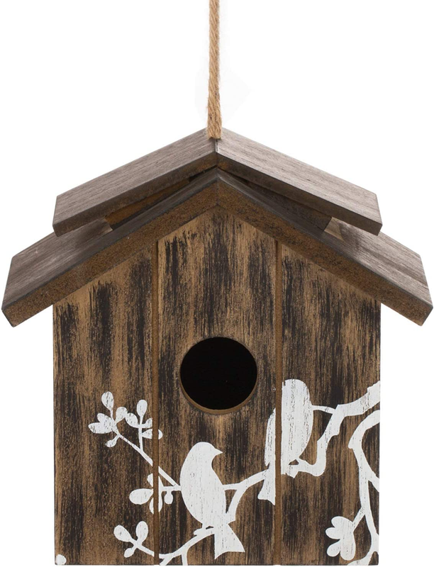Wooden Bird House Hanging Outdoor,Eco Friendly Materials and Decorative with Bir