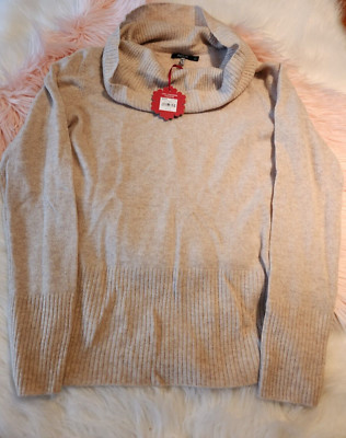 NWT Apt. 9 Oatmeal  100% Cashmere Pull on Sweater Size L   BE-91