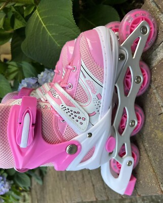 Power Superb Adjustable Roller Blades  Girl s Sz M 35-38 Skates Inline Pink
