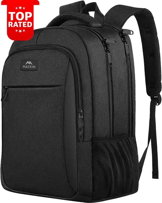 15.6 Inch Laptop Backpack Water-Resistant Anti-Theft Work Travel Bag Black