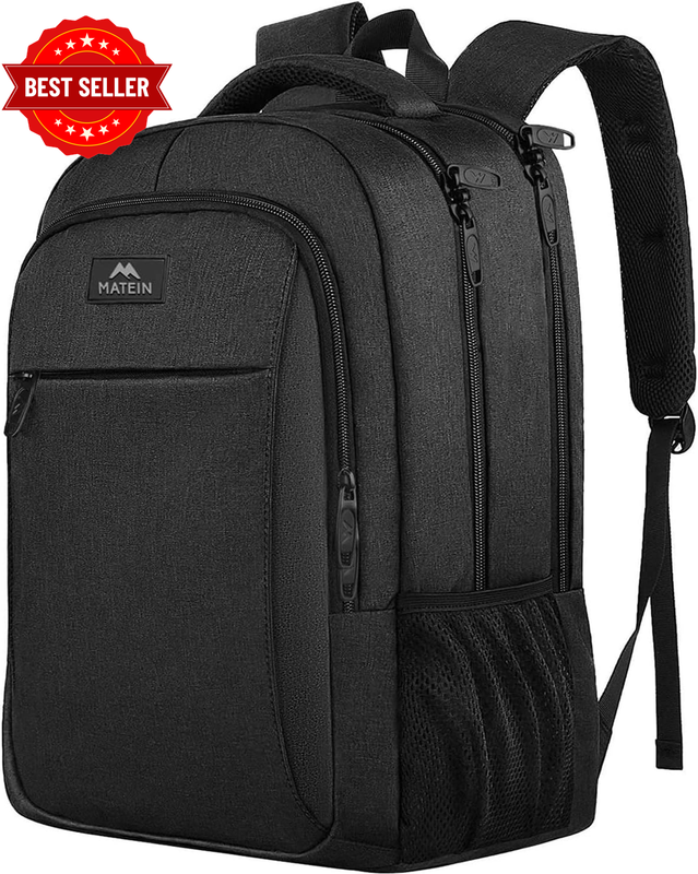 15.6 Inch Laptop Backpack for Men and Women, Work Travel Bag, Black | Water-Resi