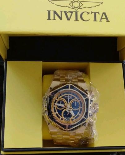 Pre-owned Invicta Reserve Carbon Hawk Khaki Blue Dial Men's Watch 38927