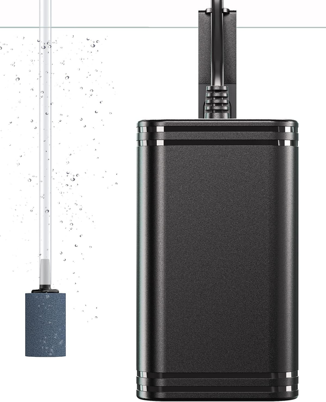 Mini Aquarium Air Pump for 3-20 Gallon Nano Fish Tanks 15 GPH Oxygen Aerator Pump with Bracket Airline Tubing Air Stone Control Valve and Check Valve Accessories