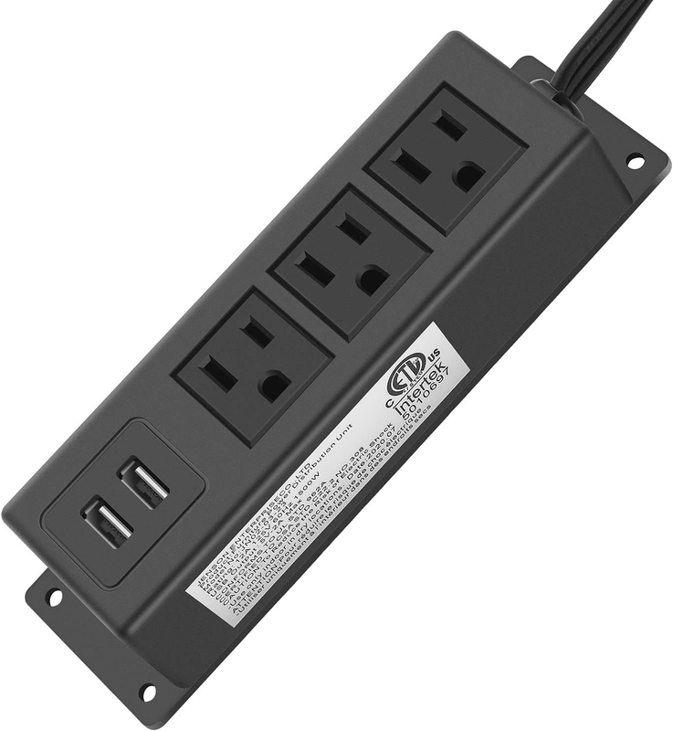 Outlets Wall Mount Power Strip with USB Under Desk Mountable