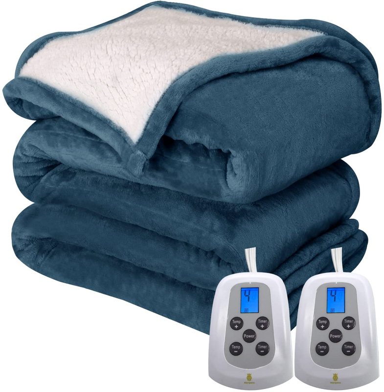 Electric Blanket Queen Size, Sherpa Flannel Heated Blanket