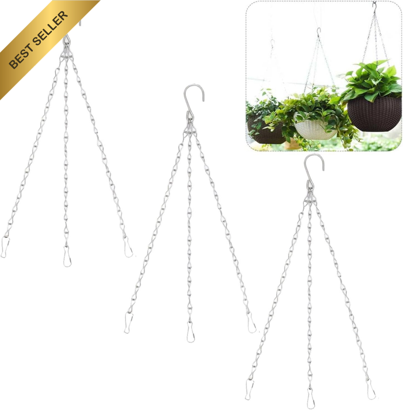 3 Pieces 304 Stainless Steel Flower Pot Chain Hook, No Rust Outdoor Hanging Bask