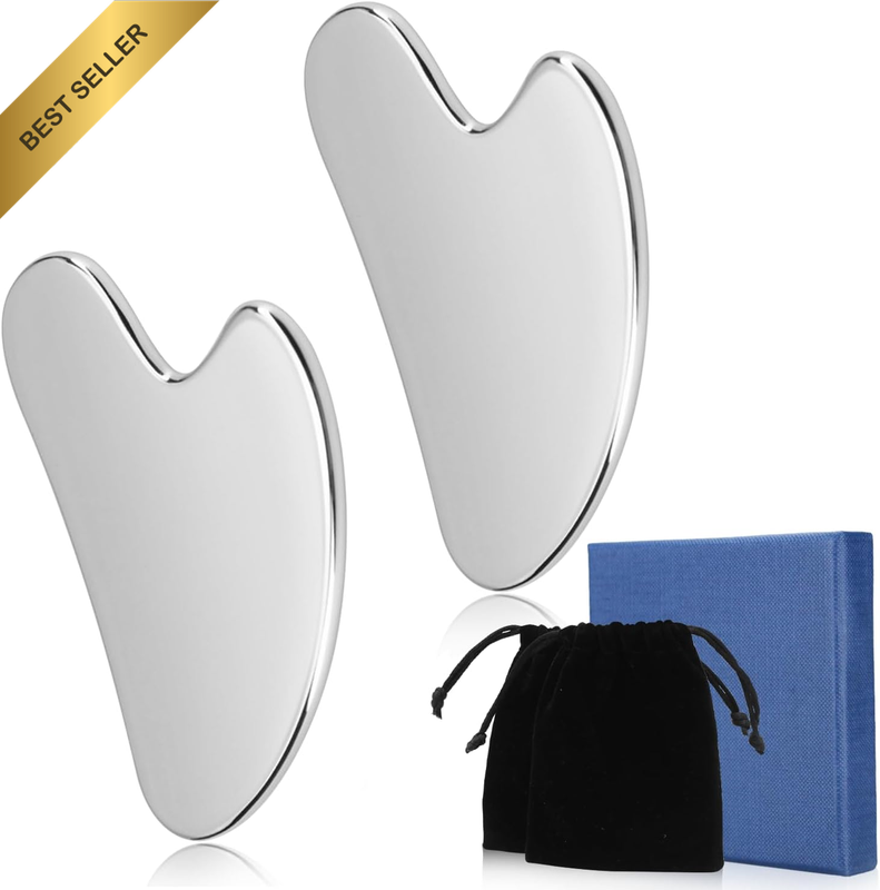 2 Pieces Stainless Steel Gua Sha Facial Tools-Guasha Tool for Face Metal Gua Sha