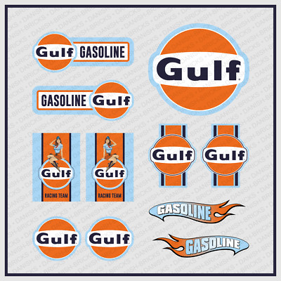 11tlg Gulf XL Sticker Set Oldschool Gasoline US Muscle Car Oldtimer Youngtimer