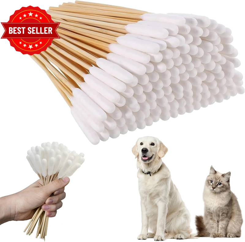 200Pcs Dog Cotton Buds Ear Cleaning Swabs, Dog Ear Budss Large 15CM Extra Large